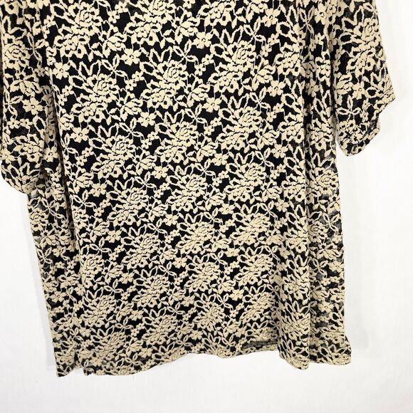 Catherines Plus Size 1X Top 18W 20W Lace Textured Beige Black‎ Lined Keyhole 728 - Picture 5 of 11